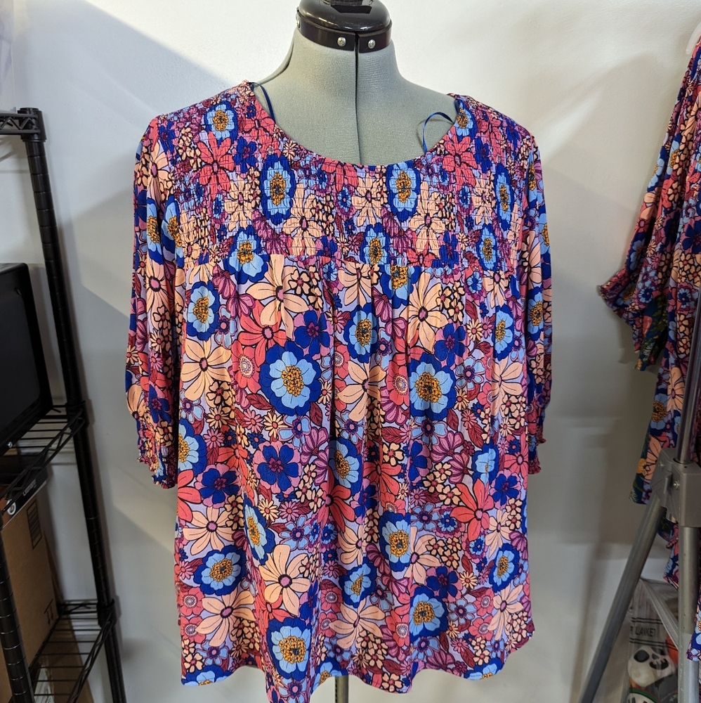 Terra & Sky 4x  floral blouse